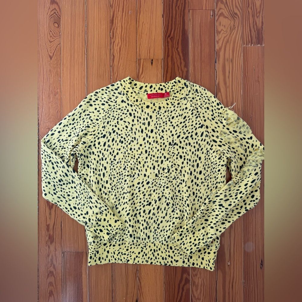 Philanthropy Yellow and Black Leopard Print Sweater